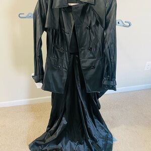 VENUS Black Faux Leather Double-Breasted Utility Jacket